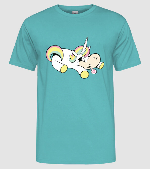 Unicorn bolnav model turcoaz pe tricou