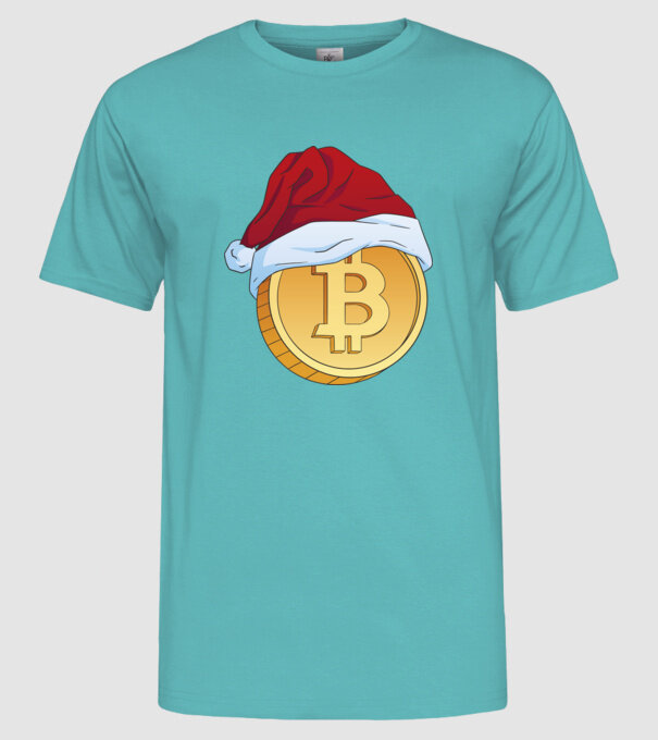 Crăciun Bitcoin model turcoaz pe tricou