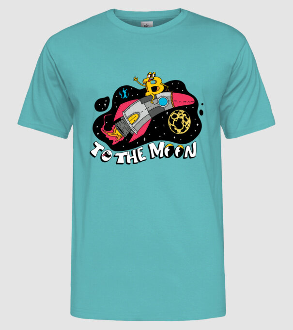 Bitcoin to the moon model turcoaz pe tricou