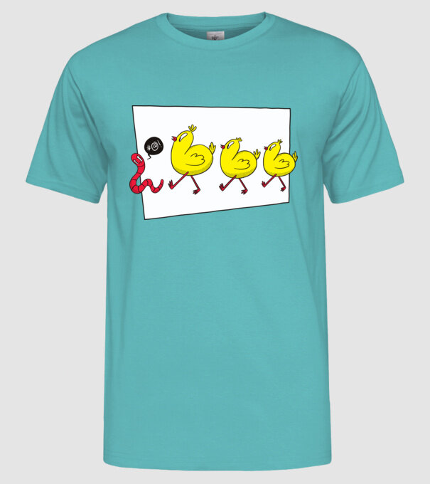 Pui cu vierme model turcoaz pe tricou