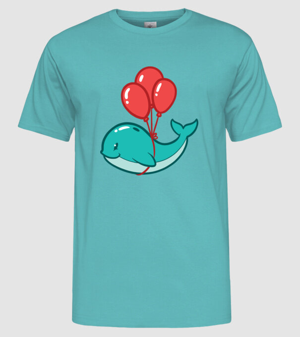 Balenă Drăguță cu Balon model turcoaz pe tricou