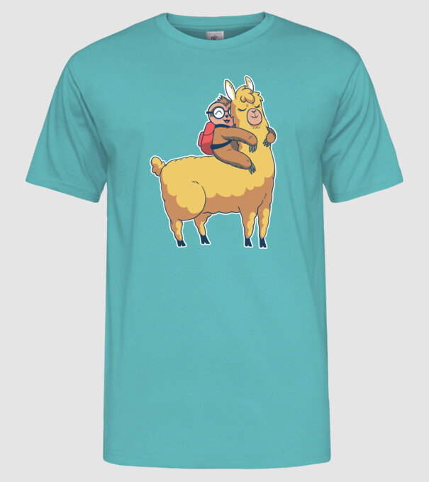 Leneș drăguț cu Lama școlar model turcoaz pe tricou