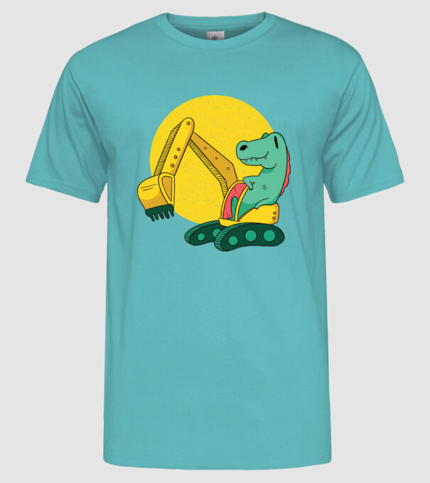 Excavator dinozaur model turcoaz pe tricou