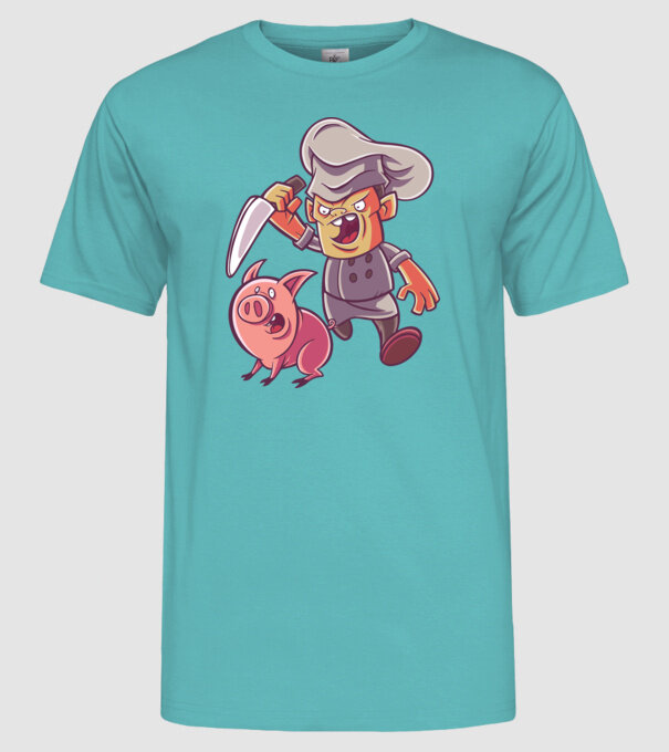 Sacrificare porc Măcelar model turcoaz pe tricou