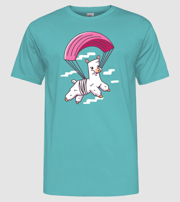 Alpaca parașutist model turcoaz pe tricou