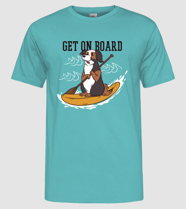 Câine vâslind model turcoaz pe tricou