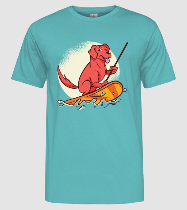 Câine vâslind model turcoaz pe tricou