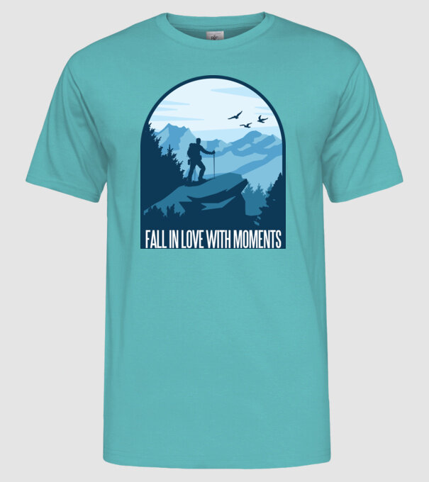 Fall in love with moments model turcoaz pe tricou