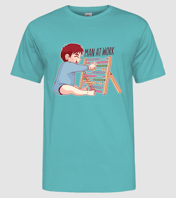 Bărbat la lucru tricou amuzant model turcoaz pe tricou
