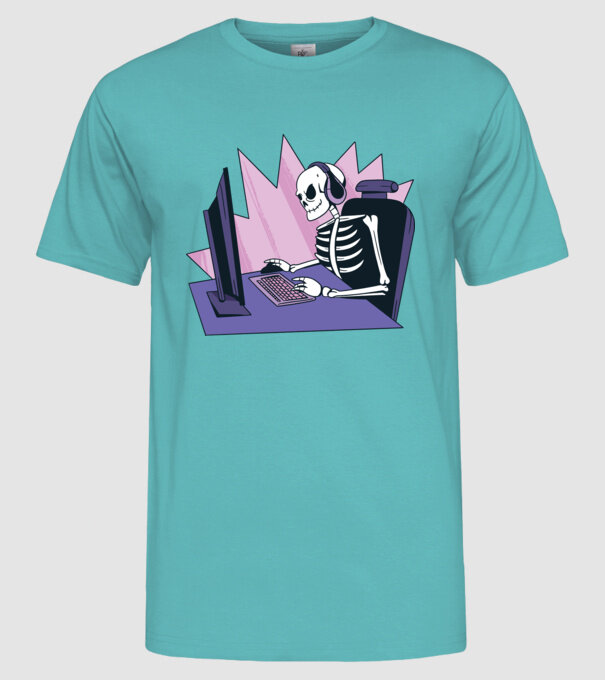 Schelet Gamer model turcoaz pe tricou