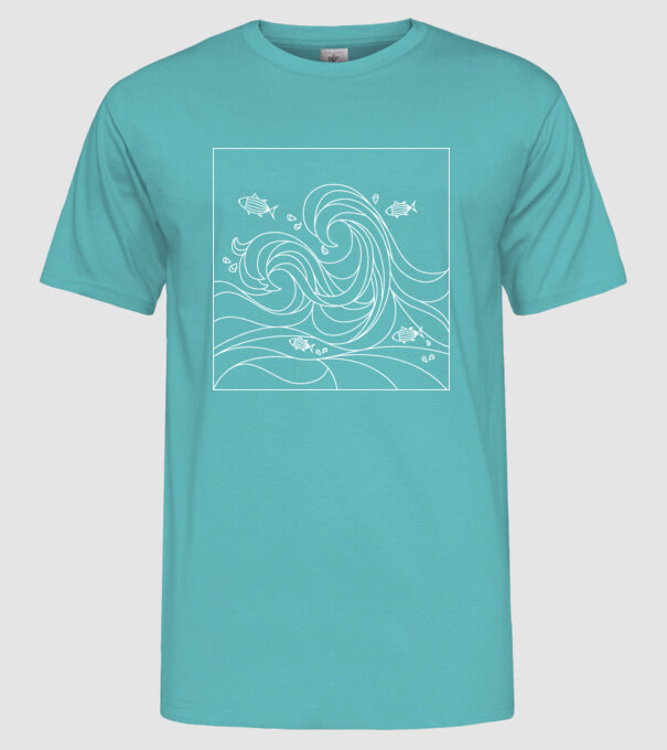 Ocean geometric model turcoaz pe tricou