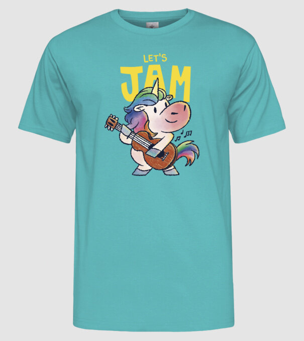 Unicorn cu chitara model turcoaz pe tricou
