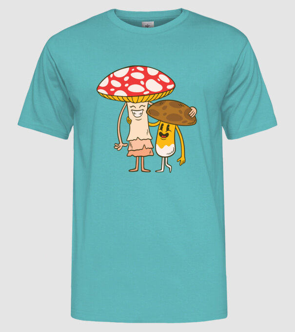 Familie Ciuperci model turcoaz pe tricou