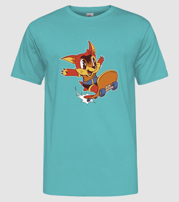Veveriță Skateboarder model turcoaz pe tricou