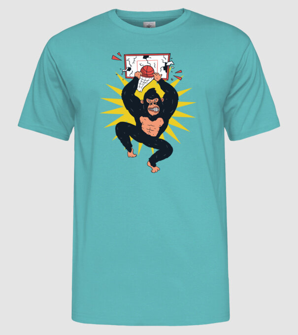 Gorilă baschet model turcoaz pe tricou