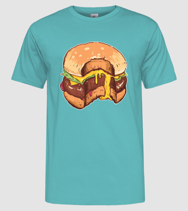 Hamburger model turcoaz pe tricou
