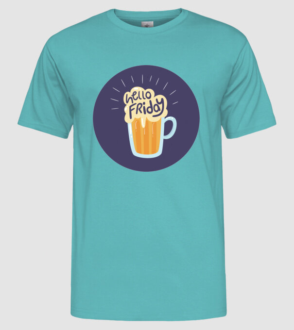Hello Friday model turcoaz pe tricou