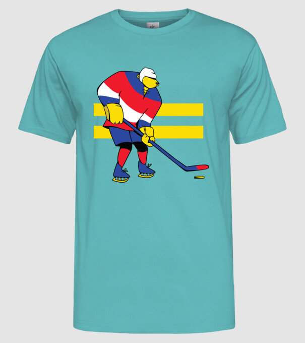 Urs hocheist model turcoaz pe tricou