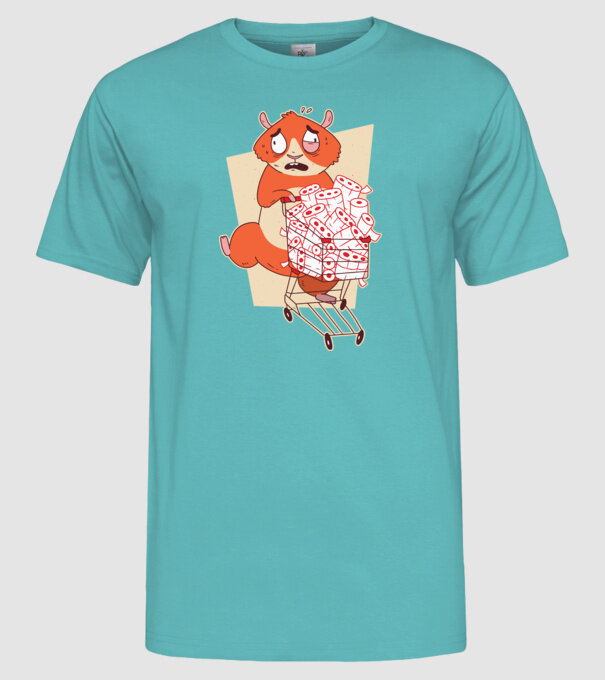 Hamster Panică cumpărături model turcoaz pe tricou