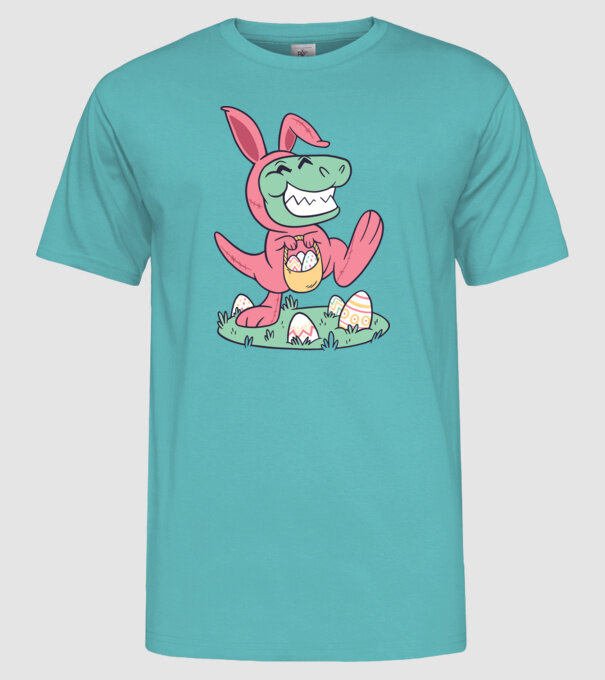 T-rex de Paște model turcoaz pe tricou