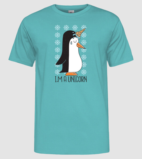 'I''m a Unicorn - Pinguin Unicorn' model turcoaz pe tricou