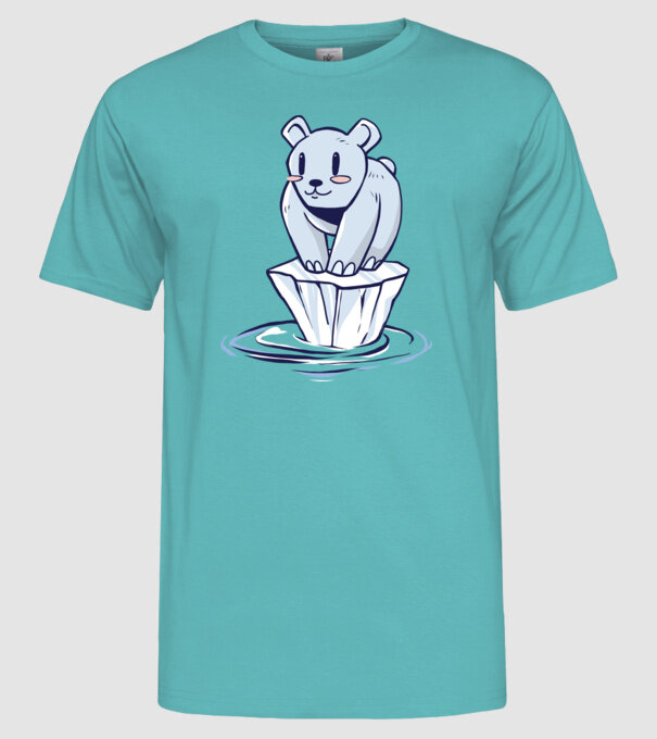 Urs polar pe gheața care se topește model turcoaz pe tricou