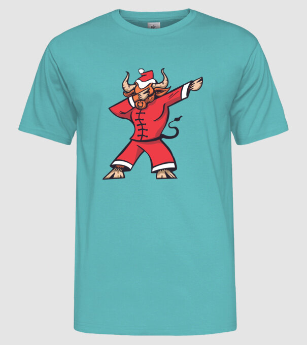 Taur de Crăciun DAB model turcoaz pe tricou