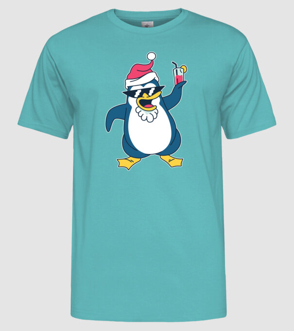Pinguin de Crăciun model turcoaz pe tricou