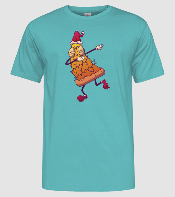 Pizza de Crăciun DAB model turcoaz pe tricou