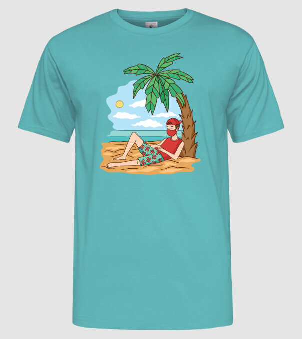 Vacanță în carantină model turcoaz pe tricou