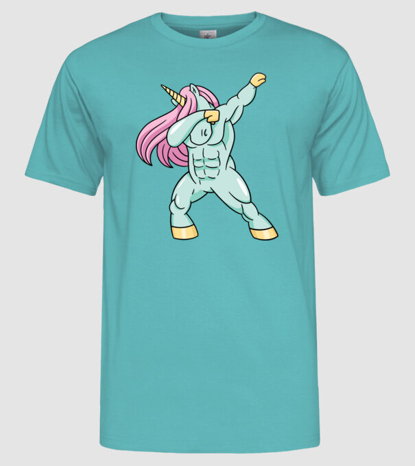 Unicorn Body Building DAB model turcoaz pe tricou