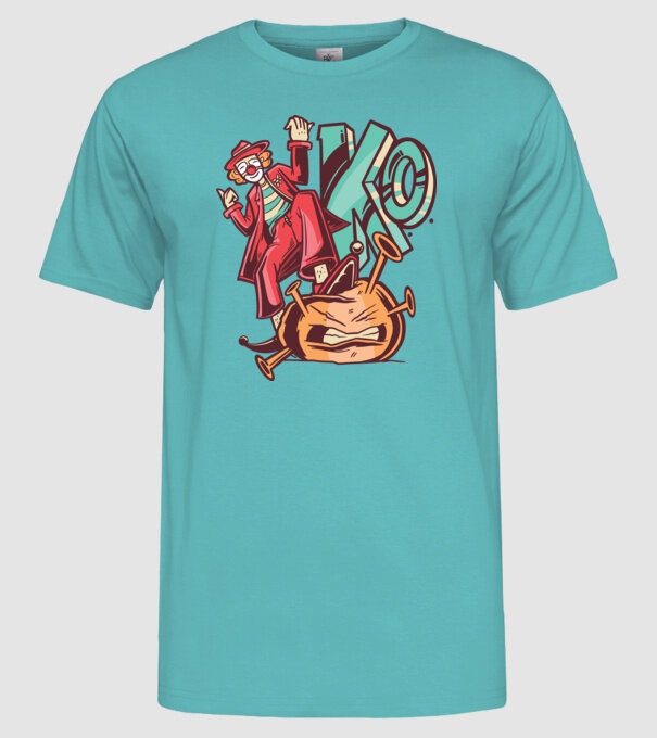 Coronavirus KO model turcoaz pe tricou