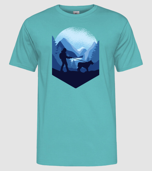 Excursie cu Câine model turcoaz pe tricou
