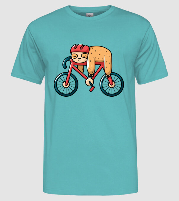 Leneș pe bicicletă model turcoaz pe tricou