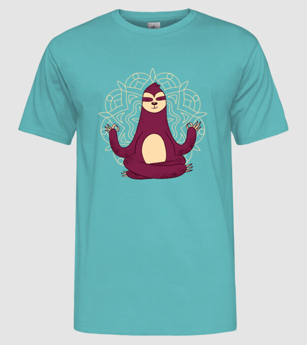 Leneș Meditație Yoga model turcoaz pe tricou