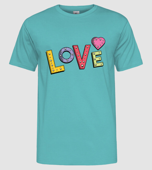 'Inscripție Love pentru Valentine''s Day' model turcoaz pe tricou