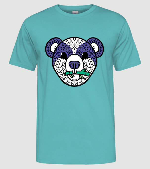 Mandala Panda model turcoaz pe tricou