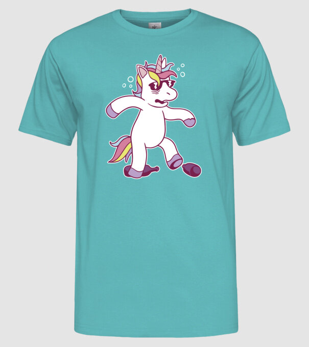 Mahmureală unicorn model turcoaz pe tricou