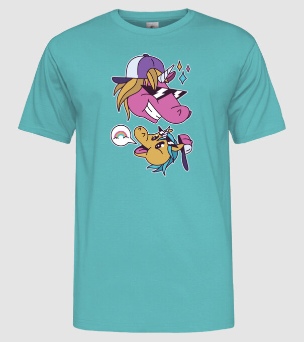 Unicorni cool model turcoaz pe tricou