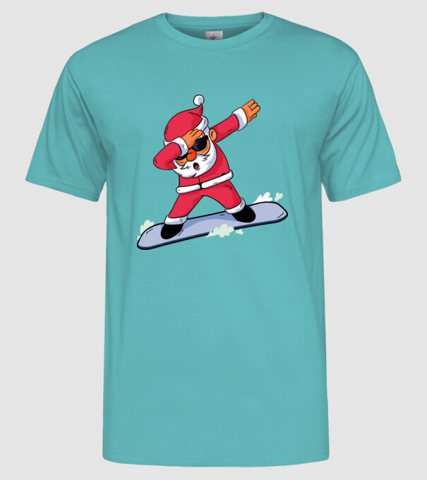 Moș Crăciun Snowboard DAB tricou amuzant model turcoaz pe tricou
