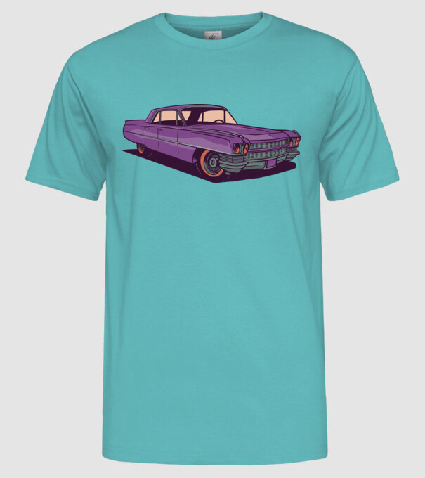 Mașină Old school model turcoaz pe tricou