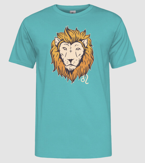 Lion head Horoscope model turcoaz pe tricou