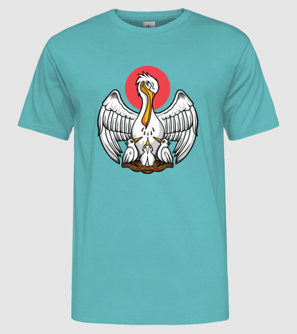 Familie Pelican model turcoaz pe tricou