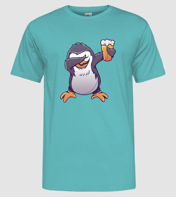 Pinguin cu Bere DAB model turcoaz pe tricou