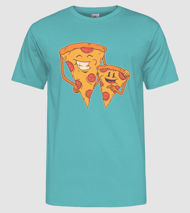 Familie Pizza model turcoaz pe tricou