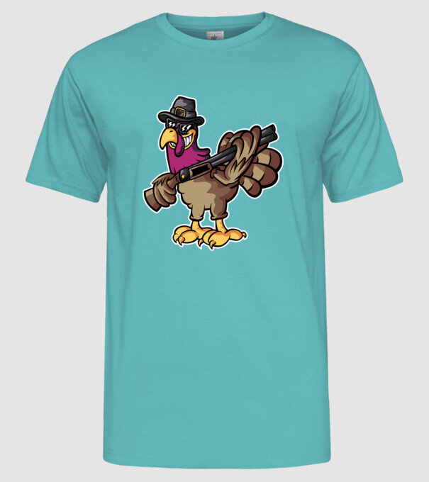 Shotgun Curcan model turcoaz pe tricou