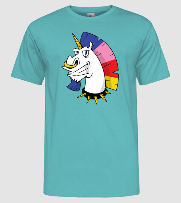 Punk unicorn model turcoaz pe tricou