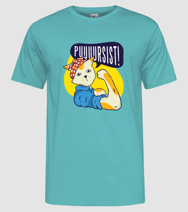 Pisică Pursist model turcoaz pe tricou