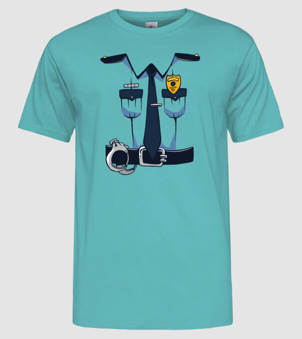 Costum de polițist pentru Halloween model turcoaz pe tricou