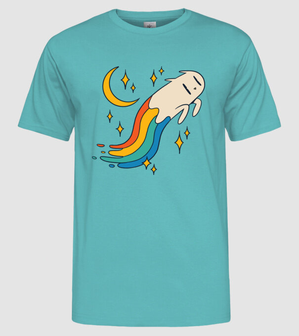 Pisoi zburător model turcoaz pe tricou